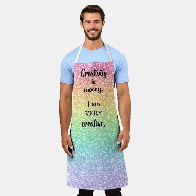 Tablier Créativité est Messager Rainbow Doodles Funny Apro (Porté)