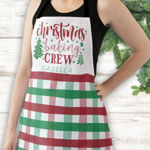 Tablier Crèche de Noël Nom de l'équipage Rouge Vert Plaid 