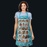 Tablier Créer un Collage photo amusant avec 18 Photos Bleu<br><div class="desc">Utilisez votre photo ou vos photos préférées pour faire un plaisir à garder à partager avec vos amis. Cette grille moderne imprime sur le devant pour un affichage unique et attrayant de vos photos. La police moderne peut être utilisée pour ajouter un nom ou un événement.</div>