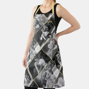 Tablier Créer un collage photo Vintage de style noir et bl