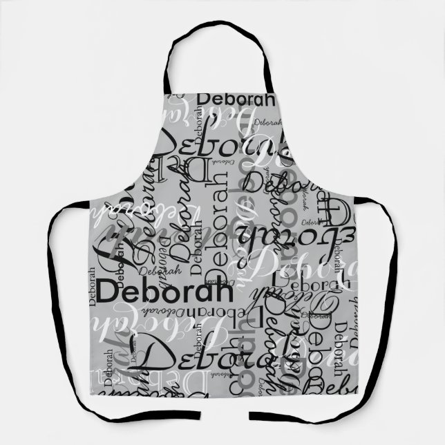 Tablier créer une typographie de nom personnalisée gris (Recto)