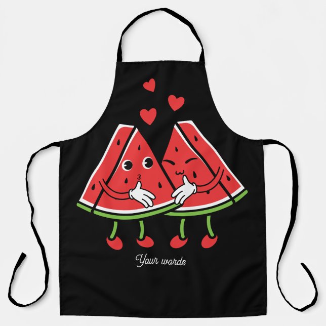 Tablier Créez votre propre couple de pastèque en amour (Recto)