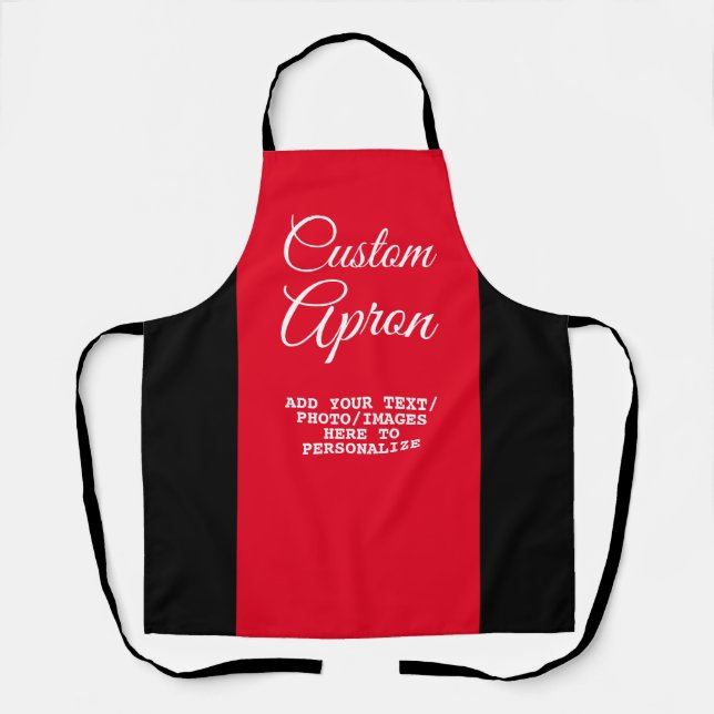 Tablier Créez votre propre motif de design rouge et noir (Recto)