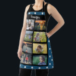 Tablier Créez votre propre nom de collage photo de famille<br><div class="desc">Créez votre propre nom de collage photo de famille Apron Vous pouvez le personnaliser et ajouter vos plus belles photos et nom. Joli motif pois bleu blanc.</div>