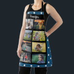 Tablier Créez votre propre nom de collage photo de famille<br><div class="desc">Créez votre propre nom de collage photo de famille Apron Vous pouvez le personnaliser et ajouter vos plus belles photos et nom. Joli motif pois bleu blanc.</div>