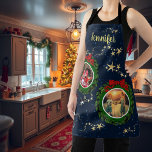Tablier Créez votre propre photo Merry Christmas monogramm<br><div class="desc">Créez votre propre tablier photo de noël. Vous pouvez ajouter vos propres photos et nom pour personnaliser.</div>