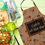 Tablier crevettes<br><div class="desc">Grand cadeau de ménage pour les amis. Customisez le texte et la couleur arrière - plan. Les amateurs de fruits de mer ?</div>