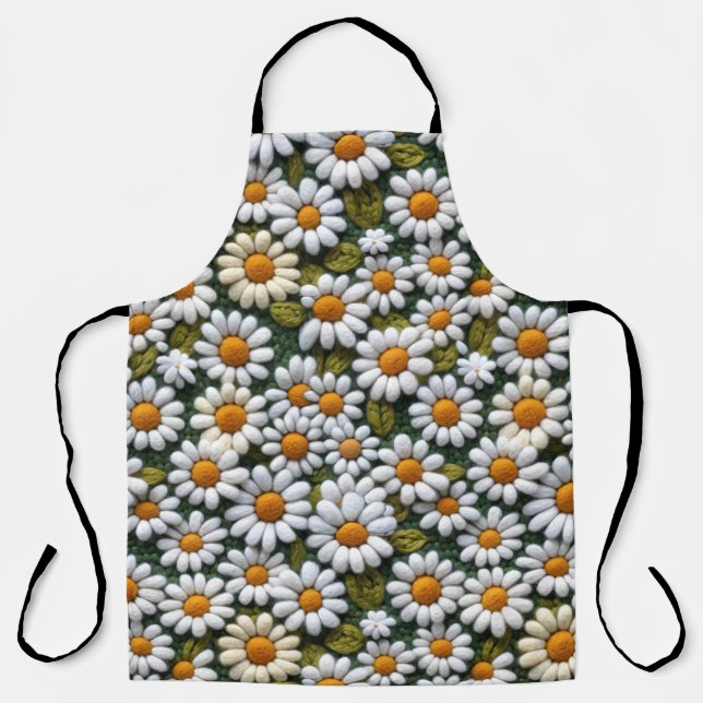 Tablier Crochet White Daisies Spring Wildflowers (Recto)