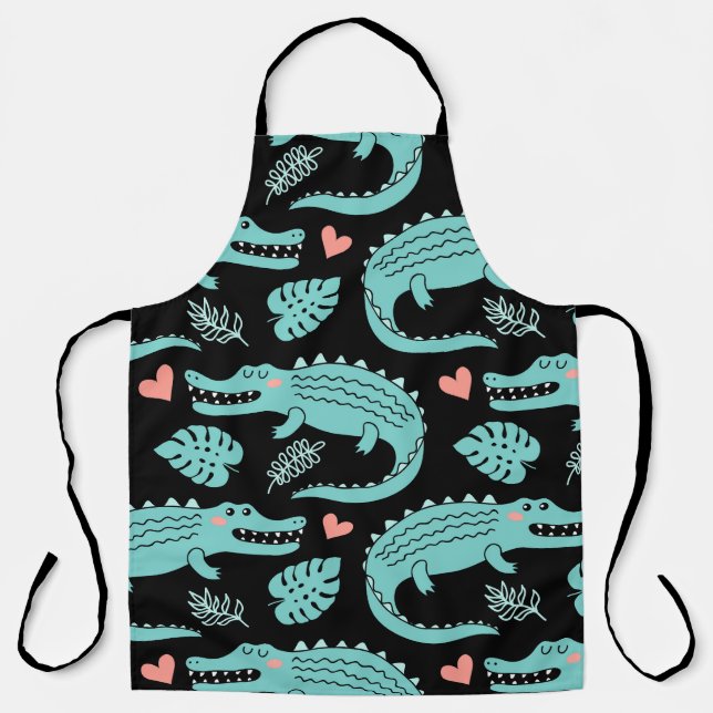 Tablier Crocodiles de caricatures, motif mignon sans soudu (Recto)