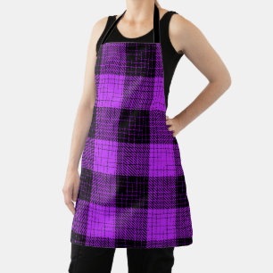 Tablier Croisillon noir violet à carreaux de buffle