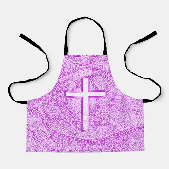 TABLIER CROIX BLANCHE SOULIGNÉE EN ROSE (Recto)