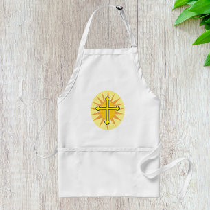 Tablier Croix Boutonnée Jaune Soleil Levant Foi Chrétienne
