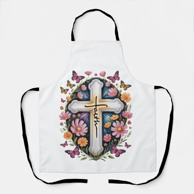 Tablier Croix de foi florale  (Recto)