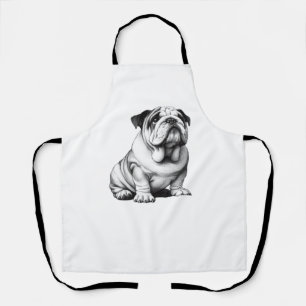 Tablier Croquis adorable de bulldog noir et blanc