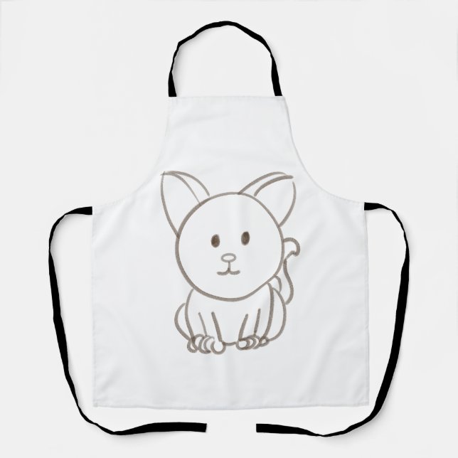 Tablier Croquis adorable pour chat (Recto)
