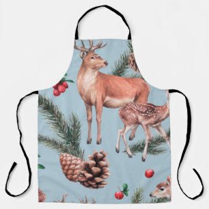 Tablier croquis animal motif avec cônes de pin de cerf et