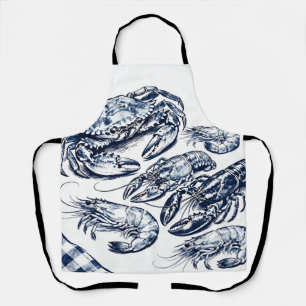 Tablier Croquis de fruits de mer nautiques homard crabe