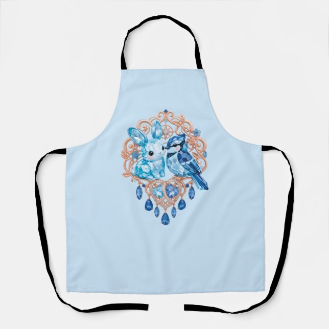 Tablier Crystal Blue Bunny and Blue Jay Heart (Recto)