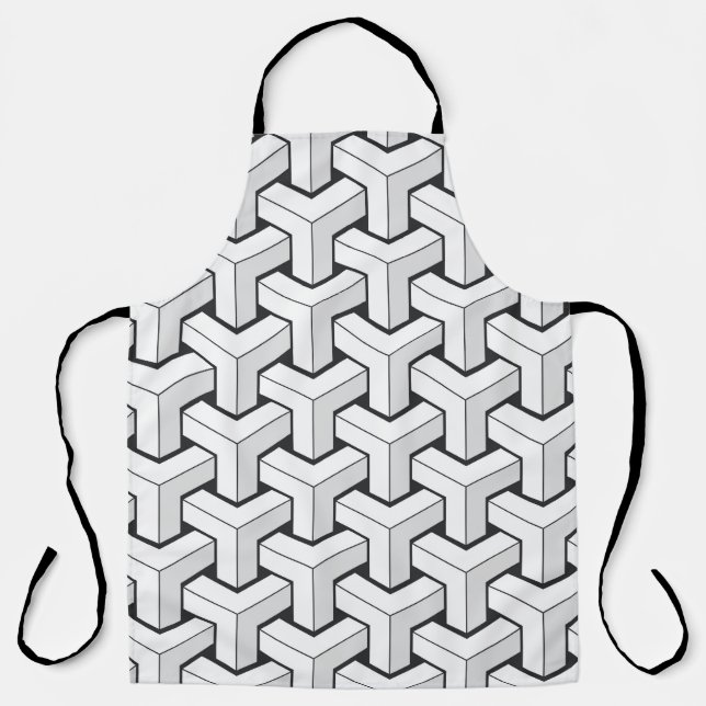 Tablier Cubes isinaux Noir Blanc Motif (Recto)