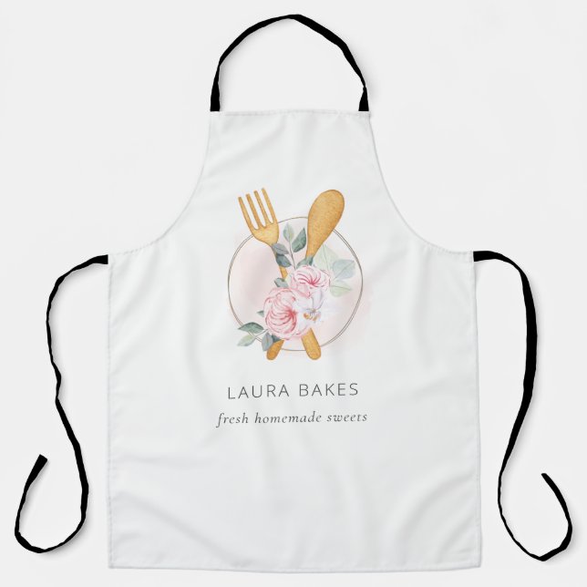 Tablier Cuillère à fourche en bois rose pâle Chef Baker (Recto)