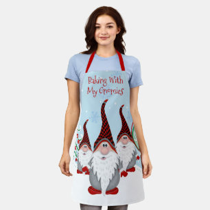 Tablier Cuire au four avec mes Gnomies Noël Gnome