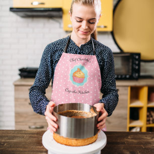 Tablier Cuisine à gâteau rose Poka Dot Personnalisée