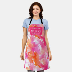 Tablier Cuisine Abstraite Rose Orange Aquarelle