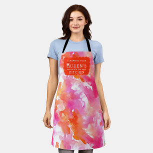 Tablier Cuisine Abstraite Rose Orange Aquarelle