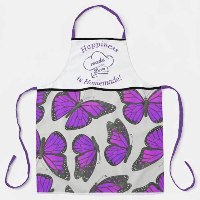Tablier Cuisine Apron aux papillons violets (Recto)