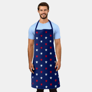 Tablier Cuisine barbecue bleu marine rouge patriotique