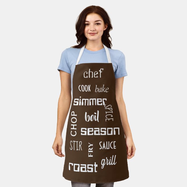 Tablier Cuisine Chef Mots Apron Brown (Porté)