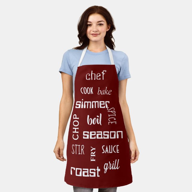 Tablier Cuisine Chef Mots Burgundy Apron (Porté)