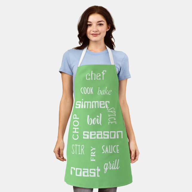 Tablier Cuisine Chef Words Green Apron (Porté)