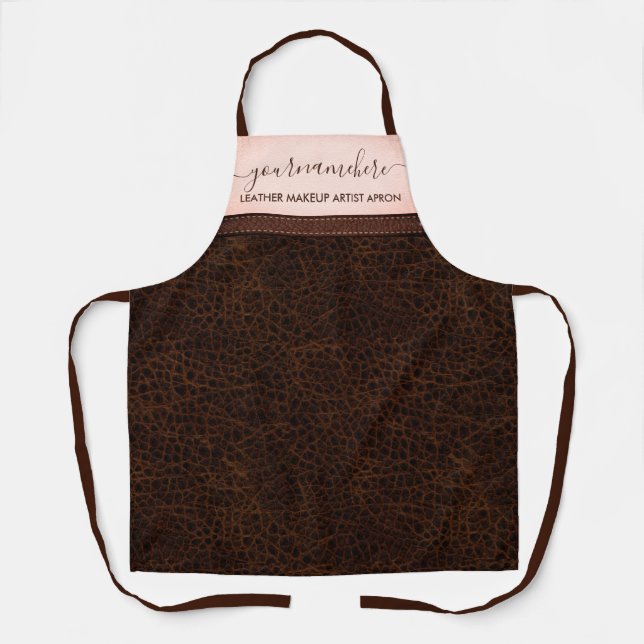 Tablier Cuisine de boulangerie simple texture cuir rose ma (Recto)