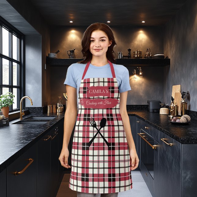 Tablier Cuisine de Camila avec Plaid Rouge Flair avec Uste (Créateur téléchargé)