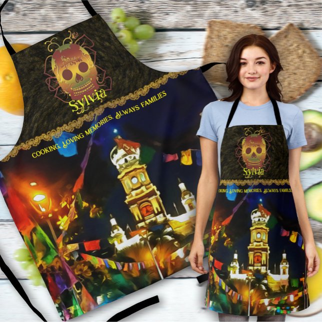 Tablier Cuisine de Dia de Los Muertos Souvenirs affectueux (Créateur téléchargé)