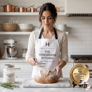 Tablier Cuisine de famille à monogramme personnalisé minim