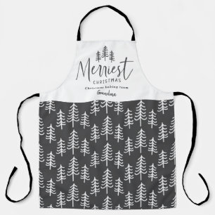 Tablier Cuisine de la famille de Noël monochrome moderne