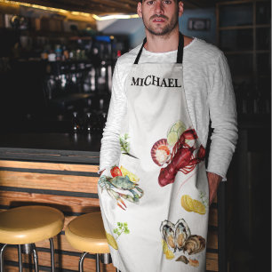 Tablier Cuisine de mer Crustacé Oyster Crab Chef Monogramm