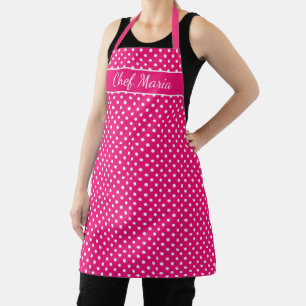 Tablier Cuisine de motif de pois rose et blanc personnalis