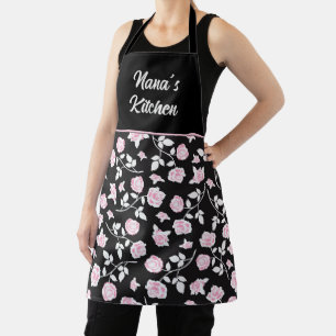 Tablier Cuisine de Nana Style Motif floral de roses roses