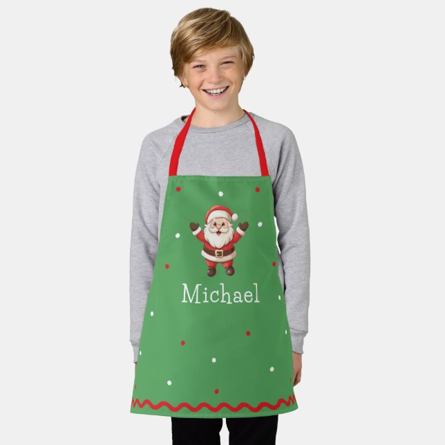 Tablier Cuisine de Noël personnalisée Festive pour enfants (Porté)