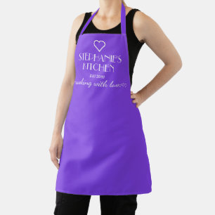 Tablier Cuisine De Nom Personnalisée Avec Amour Violet