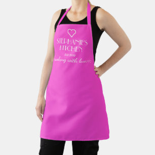 Tablier Cuisine De Nom Personnalisée Avec Love Rose