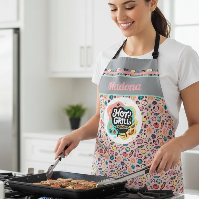 Tablier Cuisine d'été BBQ Grill Chaud Doodle (Créateur téléchargé)