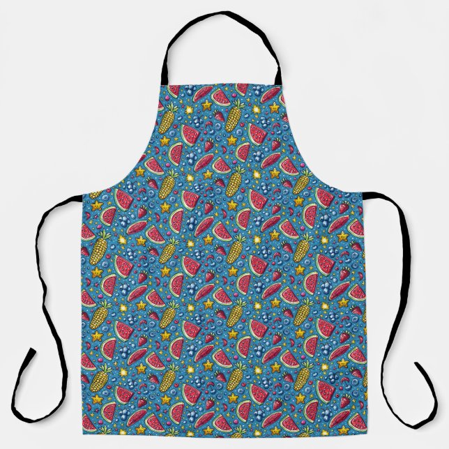Tablier Cuisine d'été pastèque maïs et fruits  (Recto)