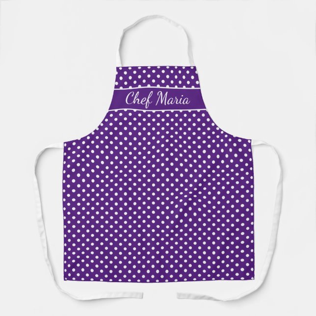 Tablier Cuisine d'impression personnalisée en pois violet  (Recto)
