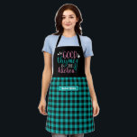Tablier Cuisine drôle Bonne Thymes Noir Turquoise Plaid<br><div class="desc">Tablier drôle et cool pour rendre la cuisine plus amusante. Cadeau personnalisé pour la famille et les amis qui aiment la cuisine, la cuisson et essayer une nouvelle recette dans la cuisine. Customisez le libellé qui convient à votre occasion. Vous pouvez utiliser l'outil de conception pour modifier davantage le type...</div>