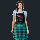 Tablier Cuisine drôle Bonne Thymes Noir Turquoise Plaid<br><div class="desc">Tablier drôle et cool pour rendre la cuisine plus amusante. Cadeau personnalisé pour la famille et les amis qui aiment la cuisine, la cuisson et essayer une nouvelle recette dans la cuisine. Customisez le libellé qui convient à votre occasion. Vous pouvez utiliser l'outil de conception pour modifier davantage le type...</div>