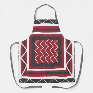 Tablier Cuisine en Gris Blanc Rouge Carré Chevron